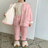 Autumn and winter children's pajamas three-layer cotton padded suit plus velvet thickened household clothing